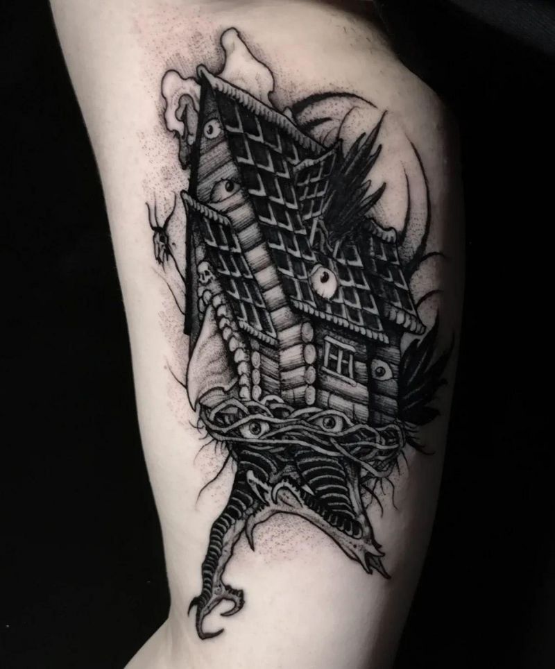 30 Unique Baba Yaga House Tattoos You Can Copy