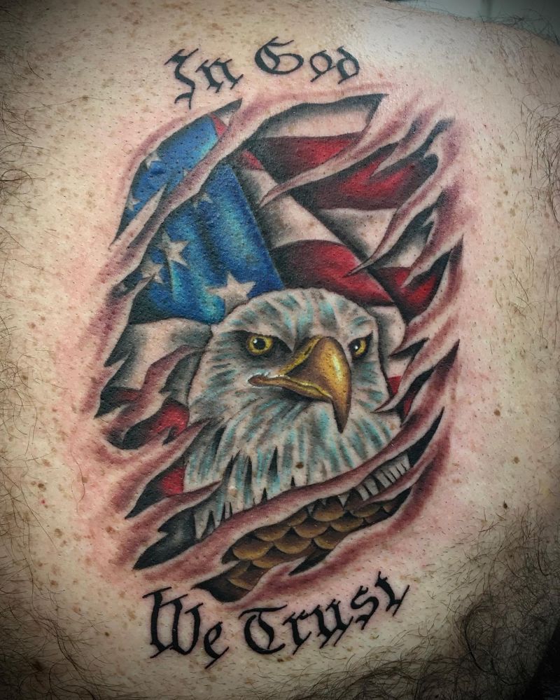 30 Elegant Eagle and Flag Tattoos You Must Love