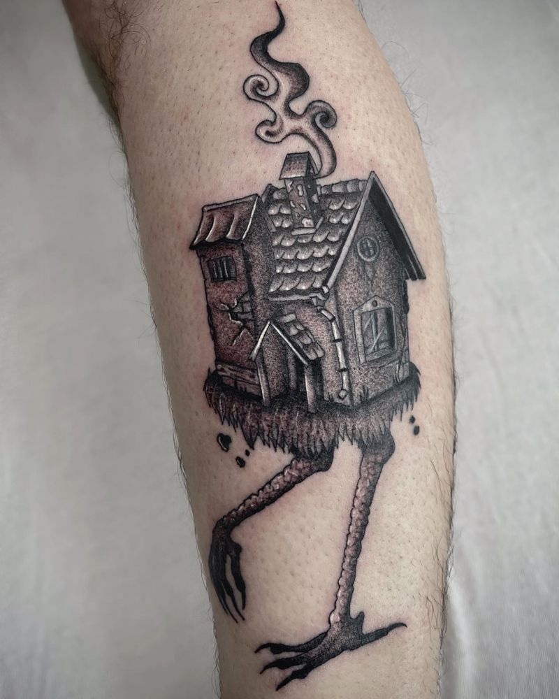 30 Unique Baba Yaga House Tattoos You Can Copy