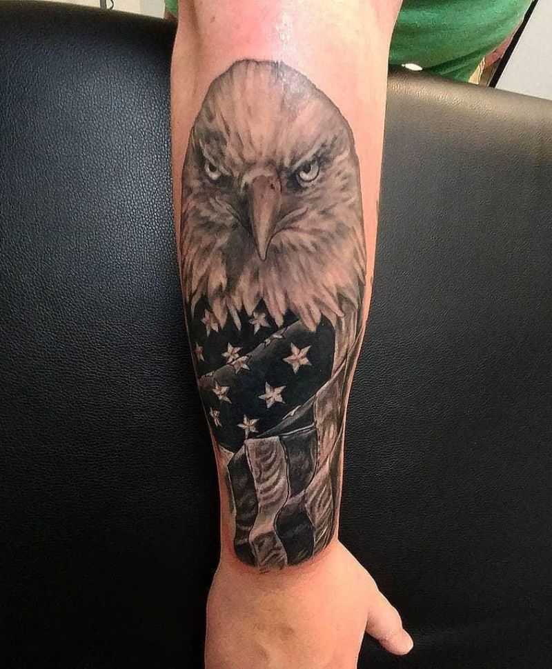 30 Elegant Eagle and Flag Tattoos You Must Love