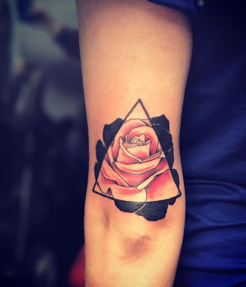 30 Unique Triangle Rose Tattoos for Your Inspiration