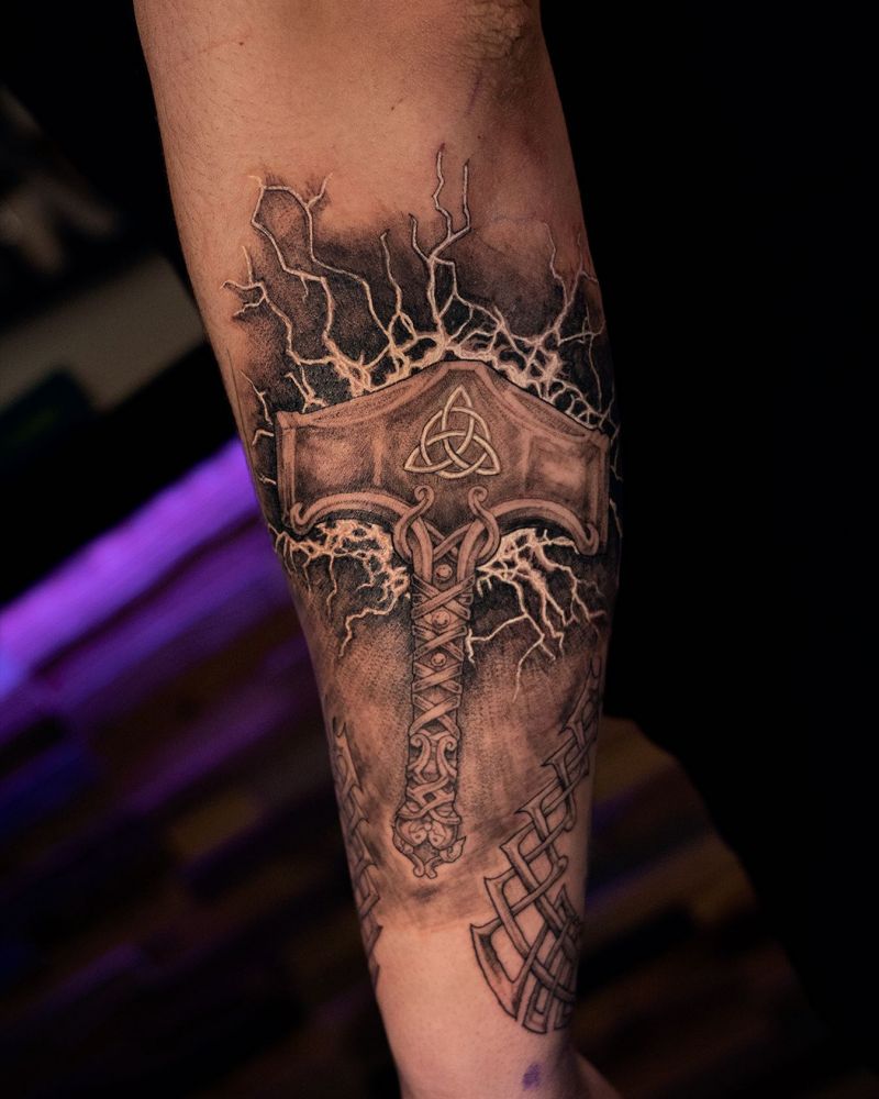 30 Awesome Mjolnir Tattoos You Can Copy