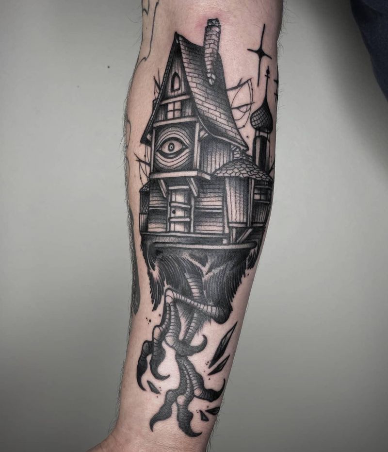 30 Unique Baba Yaga House Tattoos You Can Copy