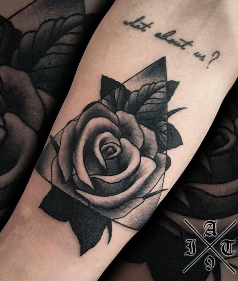 30 Unique Triangle Rose Tattoos for Your Inspiration