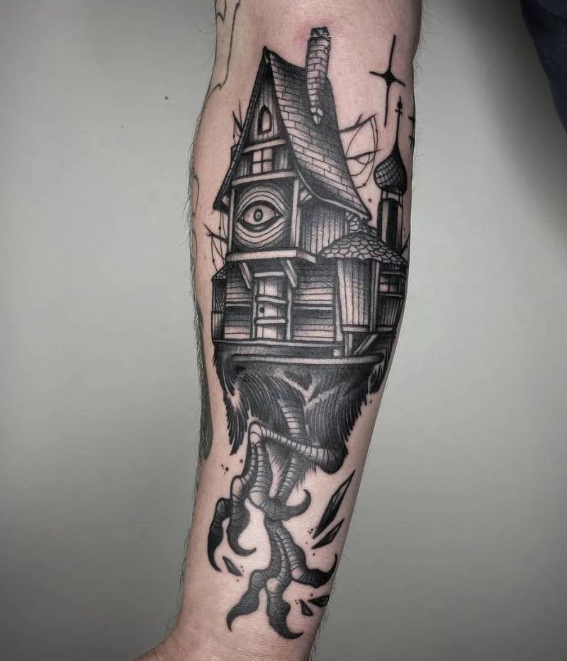 30 Unique Baba Yaga House Tattoos You Can Copy