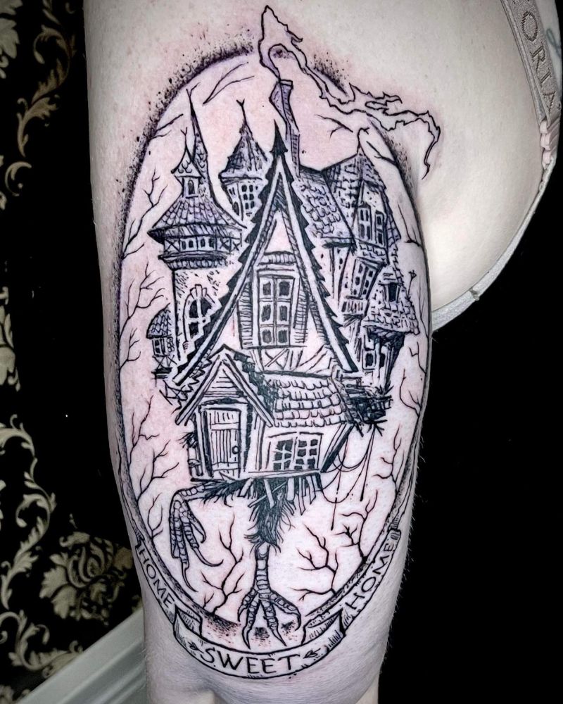 30 Unique Baba Yaga House Tattoos You Can Copy