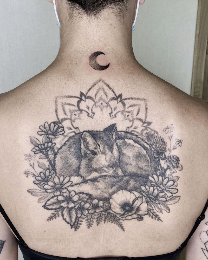 30 Great Sleeping Fox Tattoos For Your Inspiration