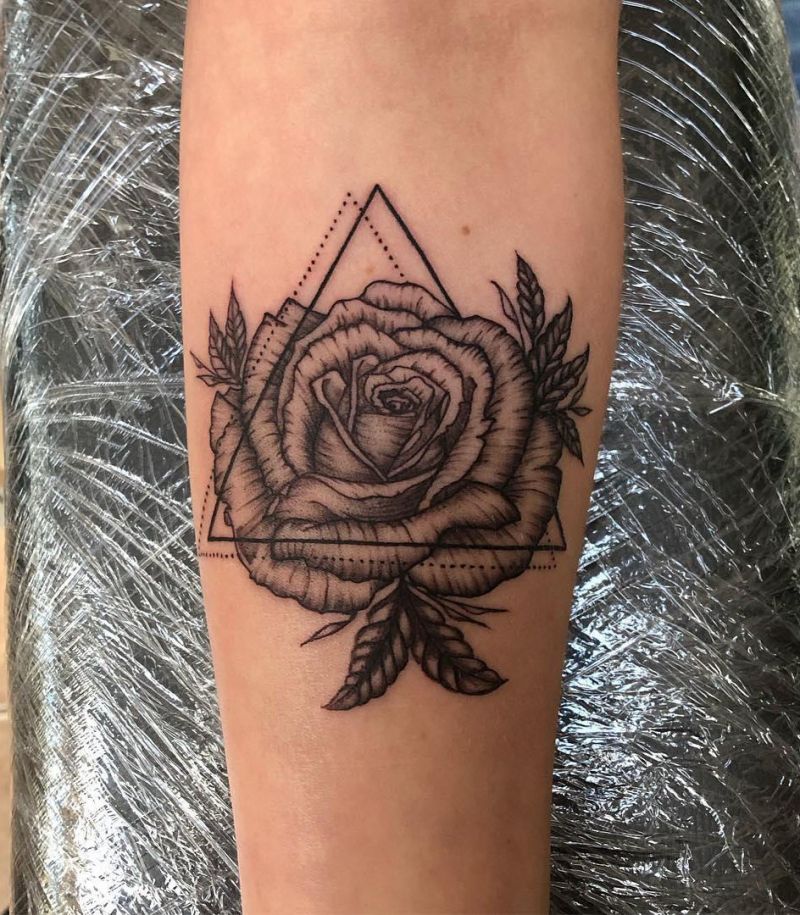 30 Unique Triangle Rose Tattoos for Your Inspiration