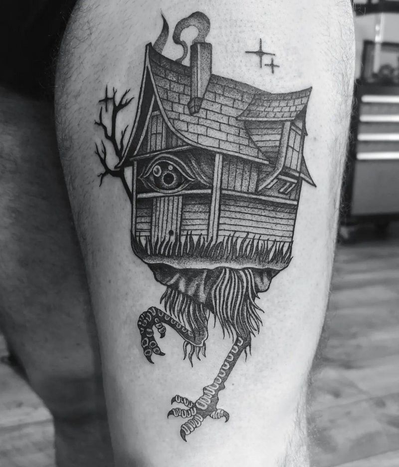 30 Unique Baba Yaga House Tattoos You Can Copy