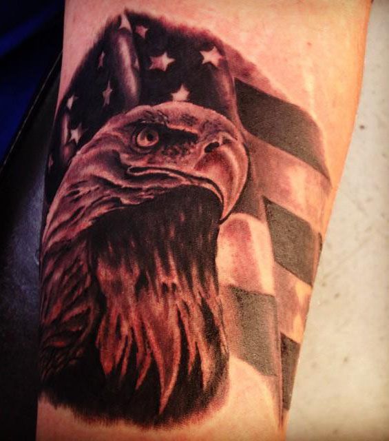 30 Elegant Eagle and Flag Tattoos You Must Love