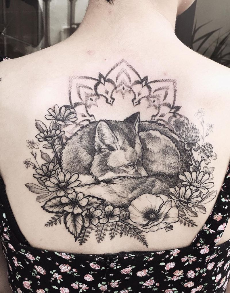 30 Great Sleeping Fox Tattoos For Your Inspiration