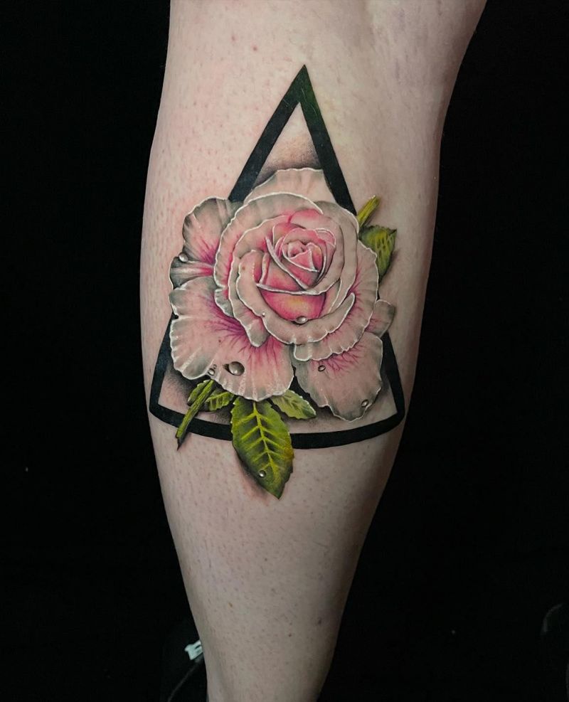 30 Unique Triangle Rose Tattoos for Your Inspiration