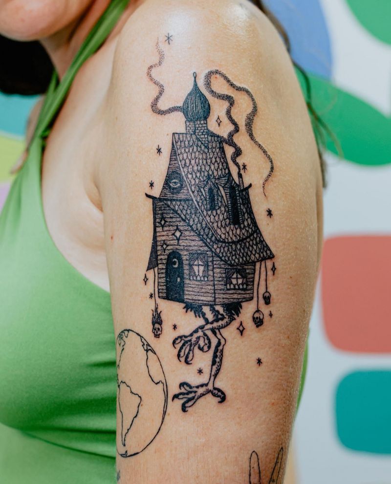 30 Unique Baba Yaga House Tattoos You Can Copy