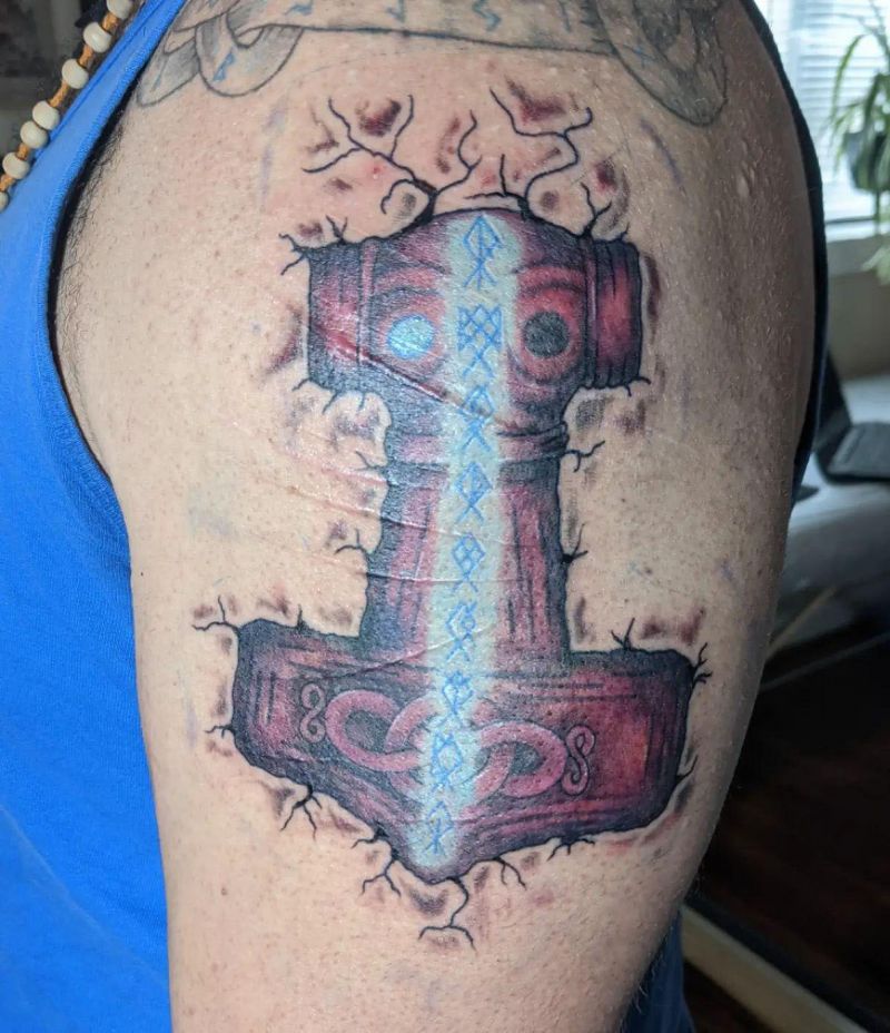 30 Awesome Mjolnir Tattoos You Can Copy