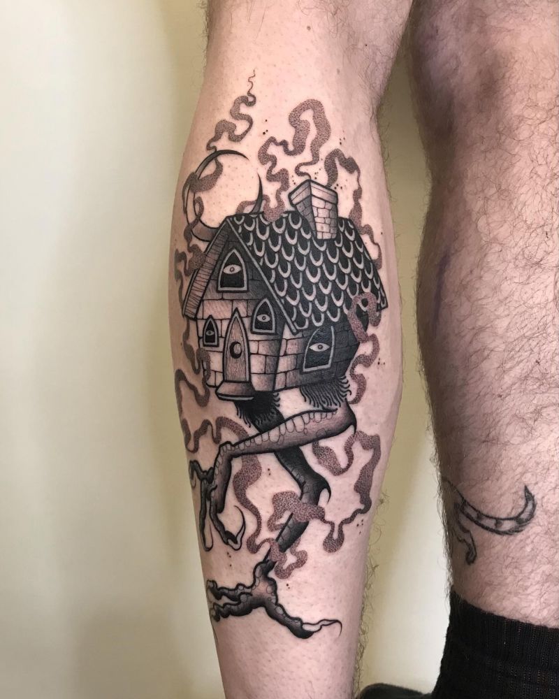 30 Unique Baba Yaga House Tattoos You Can Copy