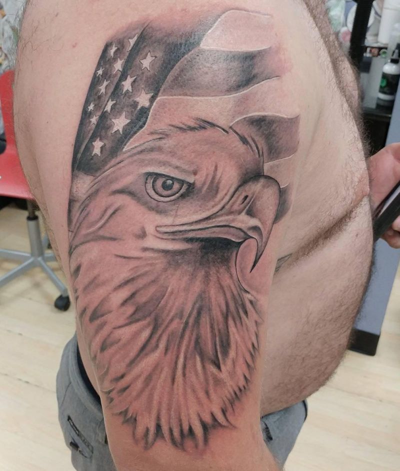 30 Elegant Eagle and Flag Tattoos You Must Love