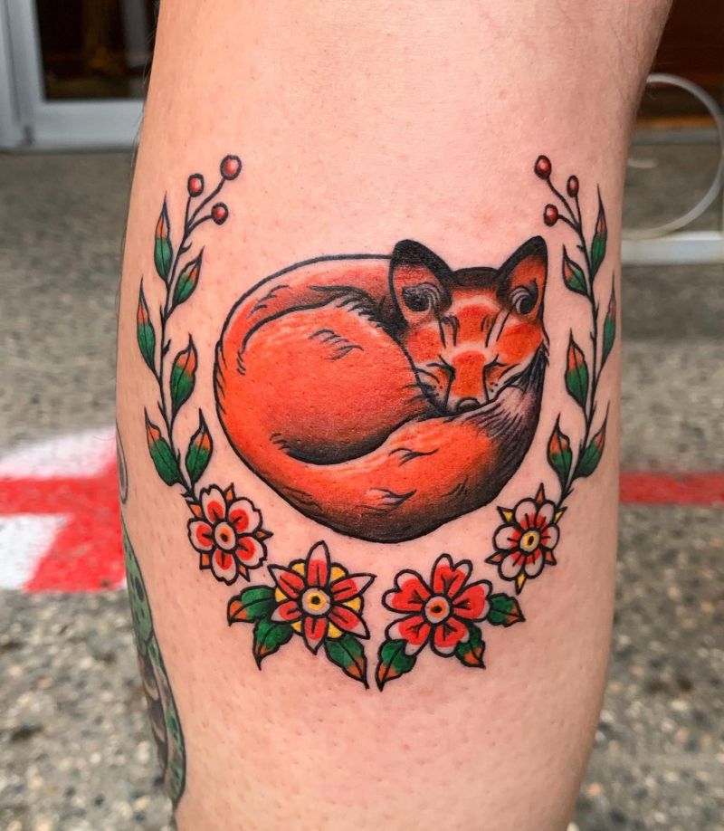 30 Great Sleeping Fox Tattoos For Your Inspiration