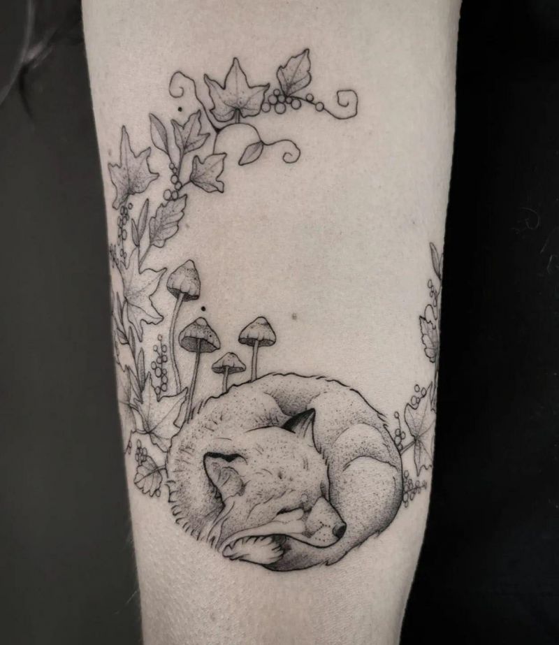 30 Great Sleeping Fox Tattoos For Your Inspiration