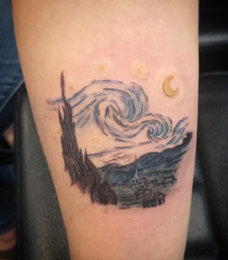 30 Awesome Starry Night Tattoos to Inspire You