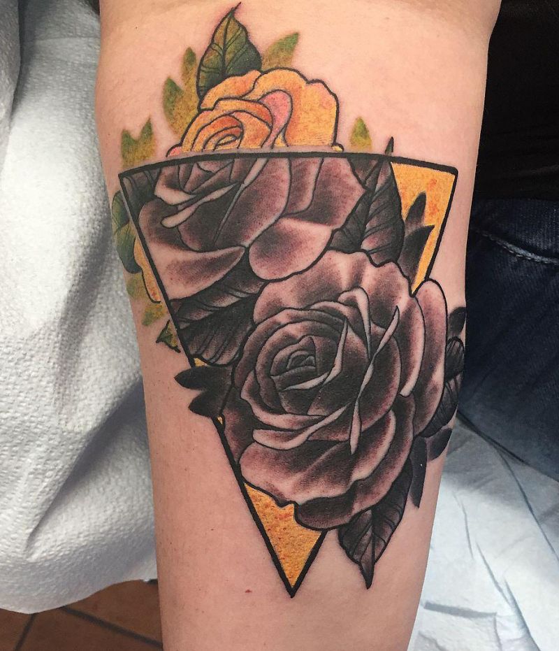 30 Unique Triangle Rose Tattoos for Your Inspiration