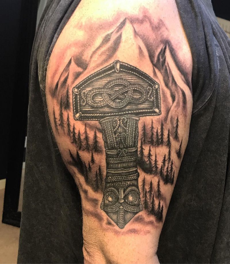 30 Awesome Mjolnir Tattoos You Can Copy