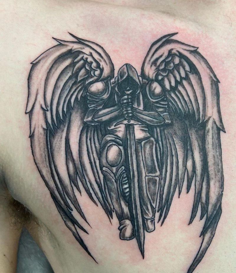 30 Awesome Warrior Angel Tattoos You Can Copy