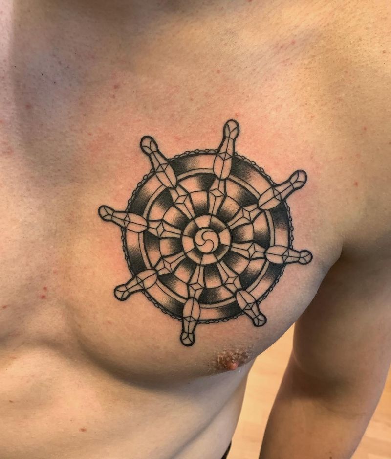 30 Awesome Dharma Wheel Tattoos to Inspire You