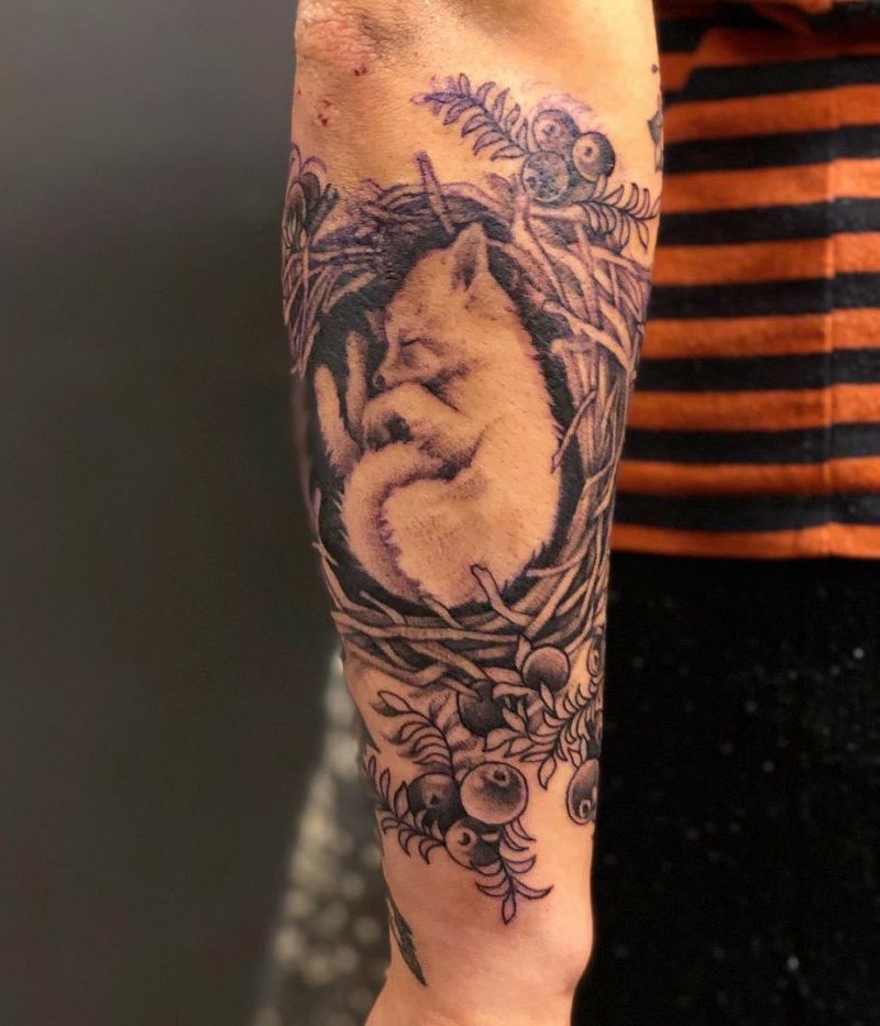 30 Great Sleeping Fox Tattoos For Your Inspiration