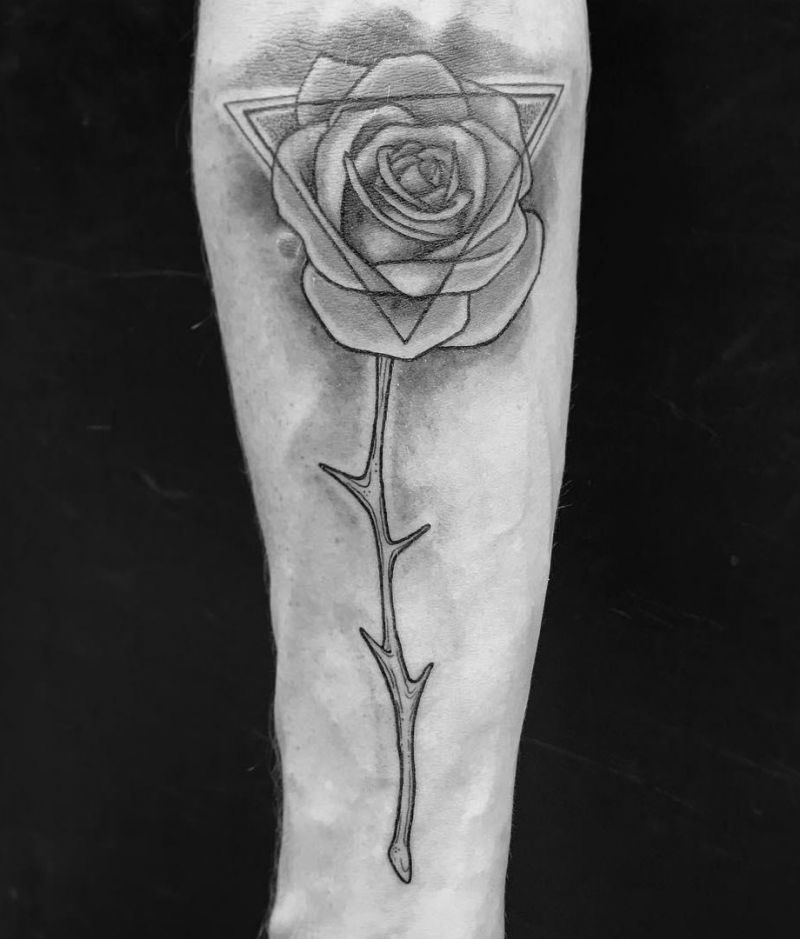 30 Unique Triangle Rose Tattoos for Your Inspiration