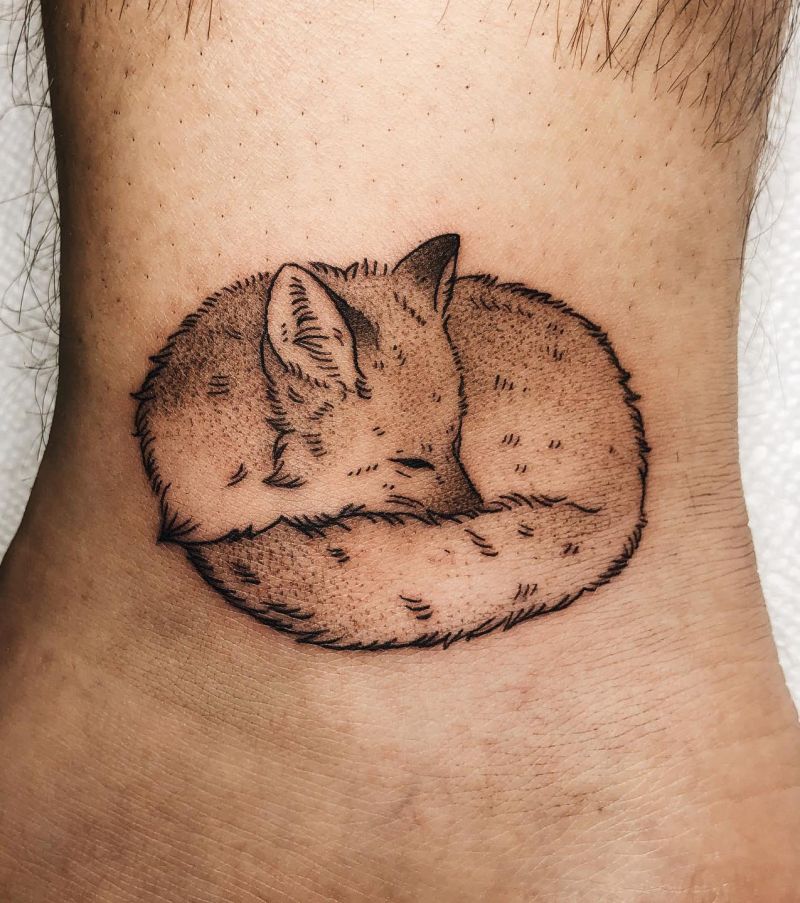 30 Great Sleeping Fox Tattoos For Your Inspiration