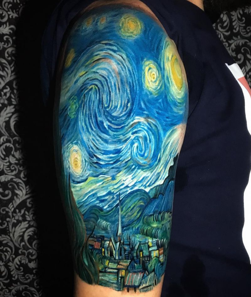 30 Awesome Starry Night Tattoos to Inspire You