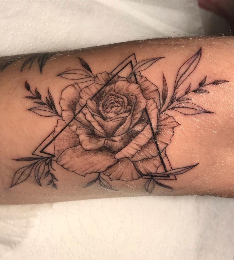 30 Unique Triangle Rose Tattoos for Your Inspiration