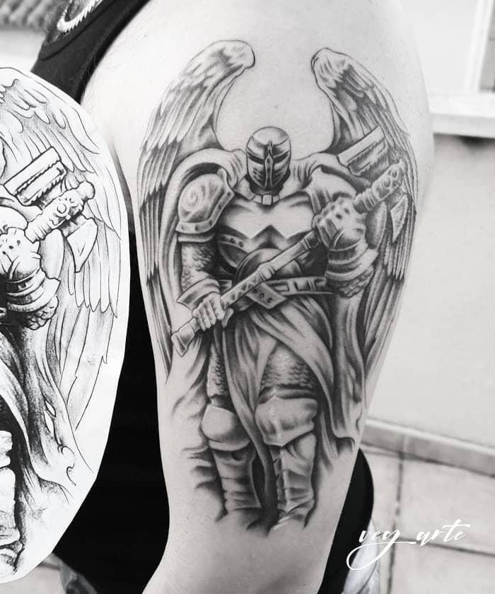 30 Awesome Warrior Angel Tattoos You Can Copy