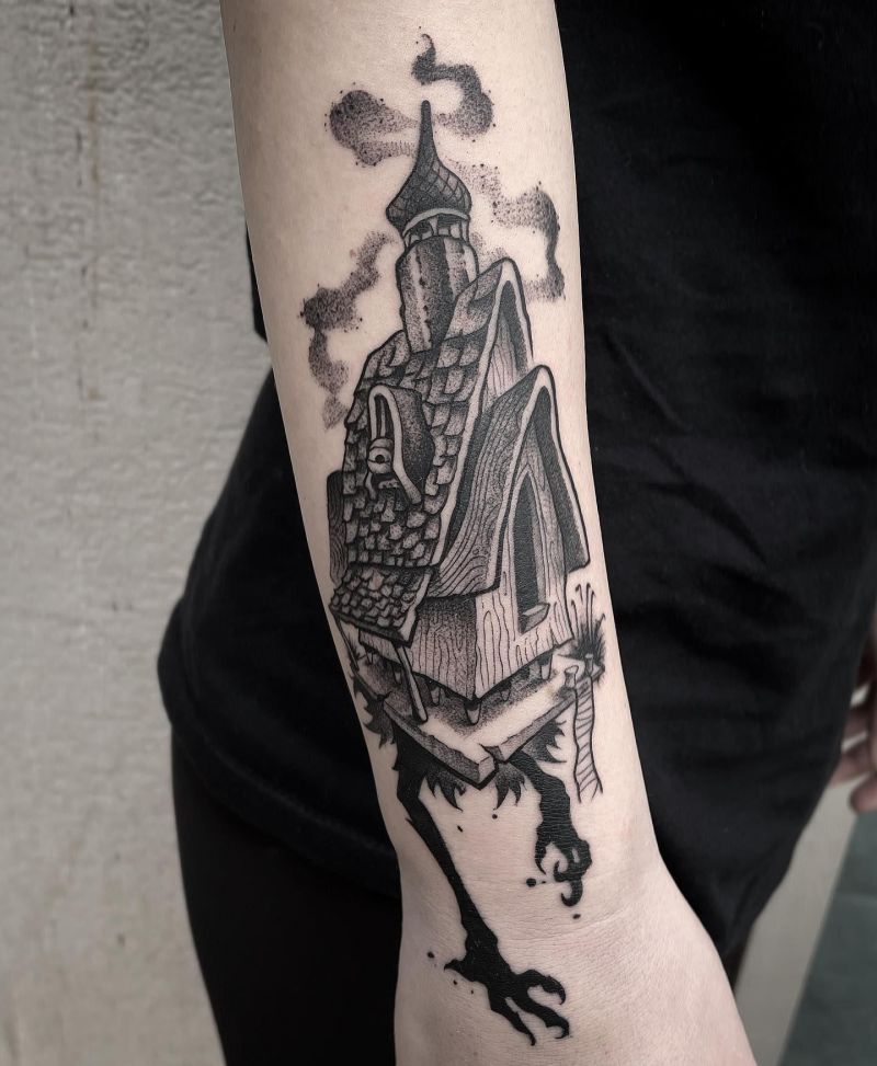 30 Unique Baba Yaga House Tattoos You Can Copy