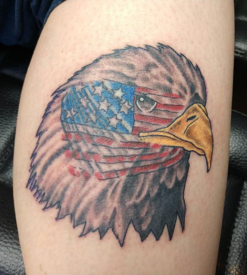 30 Elegant Eagle and Flag Tattoos You Must Love