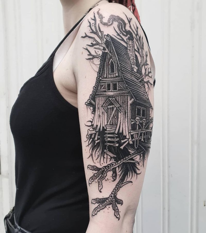 30 Unique Baba Yaga House Tattoos You Can Copy