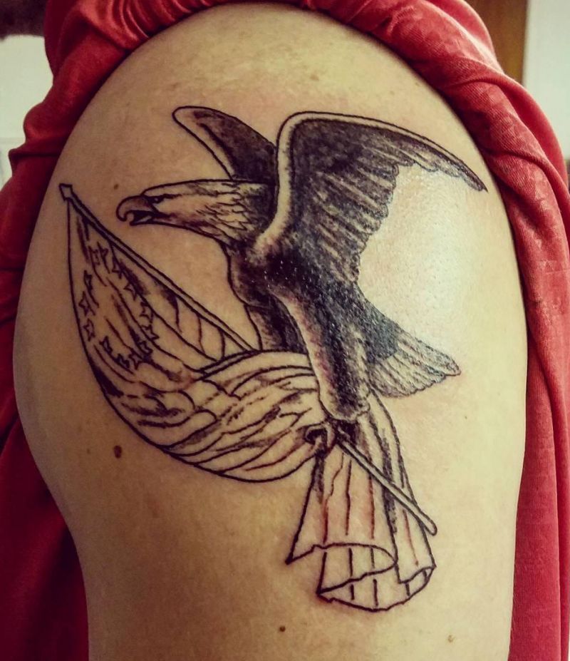 30 Elegant Eagle and Flag Tattoos You Must Love