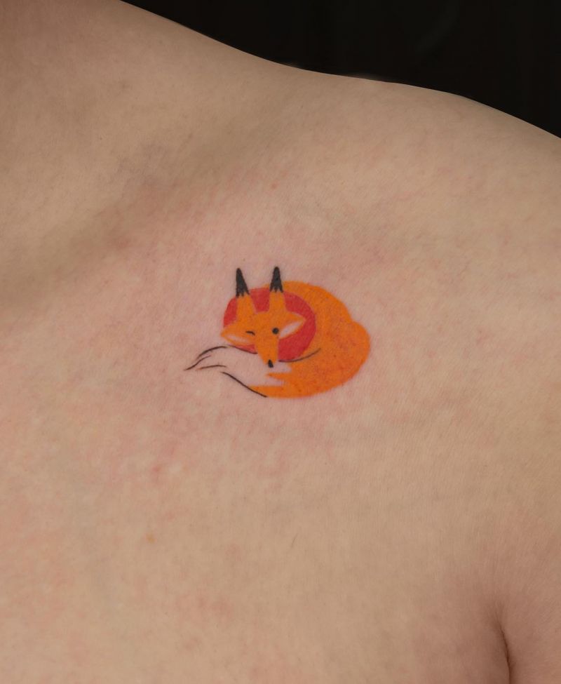 30 Great Sleeping Fox Tattoos For Your Inspiration