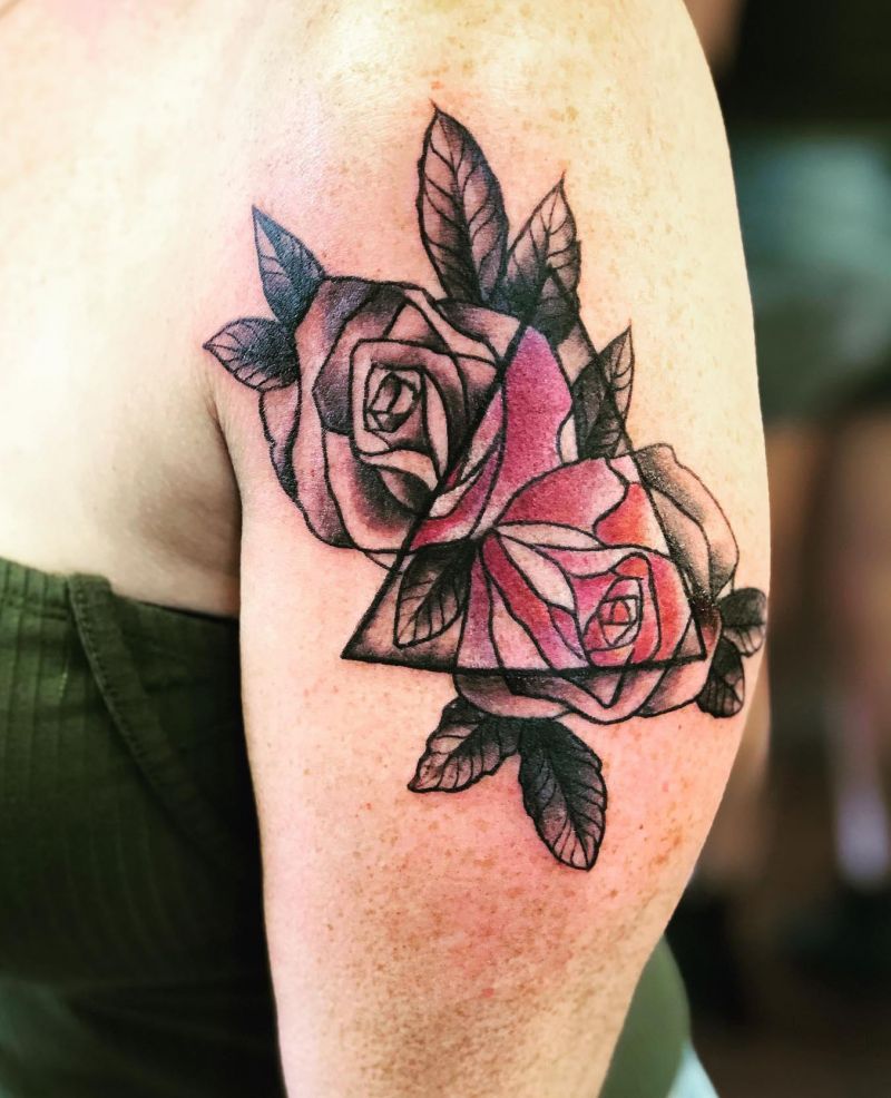 30 Unique Triangle Rose Tattoos for Your Inspiration