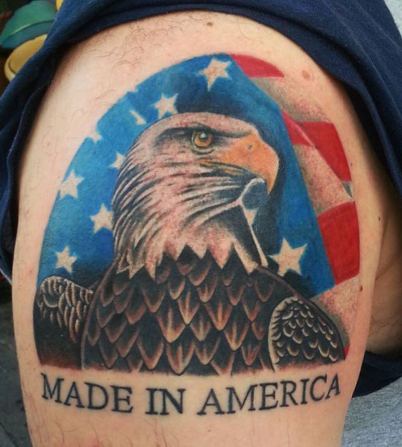 30 Elegant Eagle and Flag Tattoos You Must Love