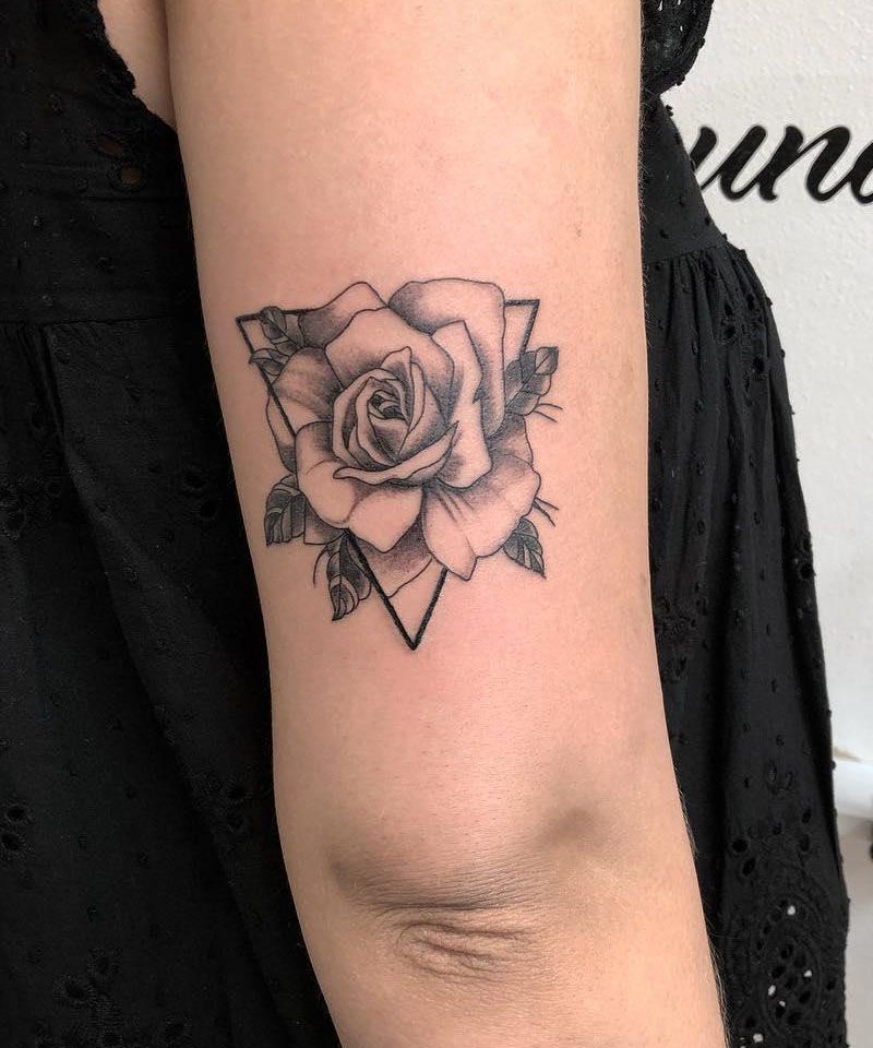 30 Unique Triangle Rose Tattoos for Your Inspiration