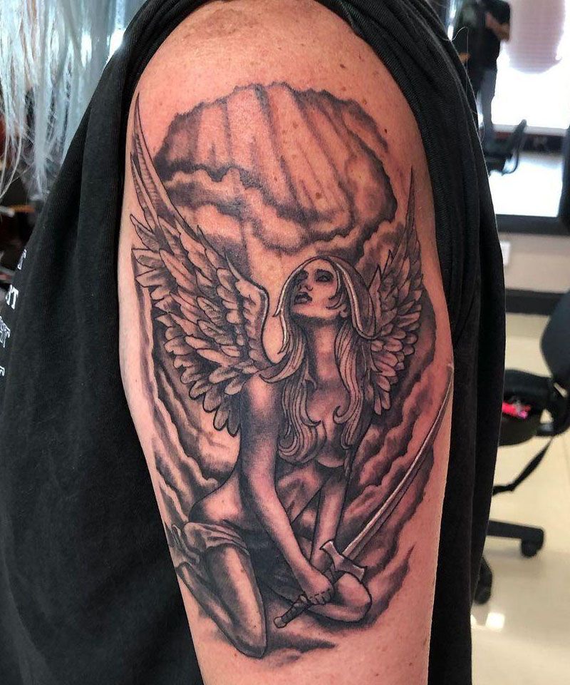 30 Awesome Warrior Angel Tattoos You Can Copy