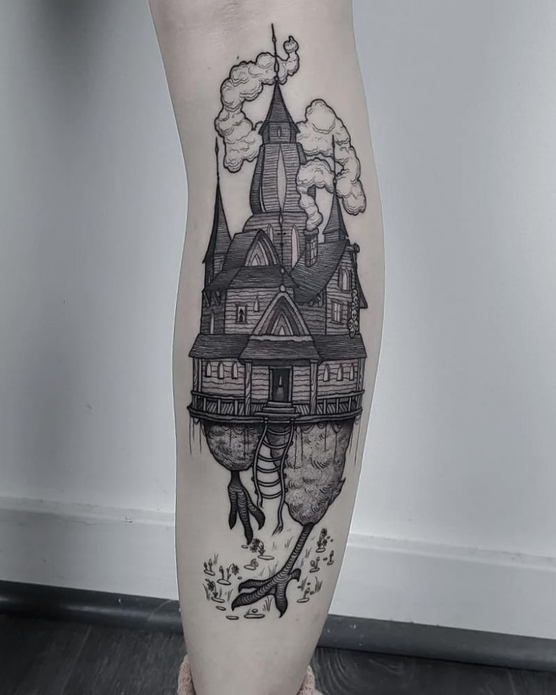 30 Unique Baba Yaga House Tattoos You Can Copy