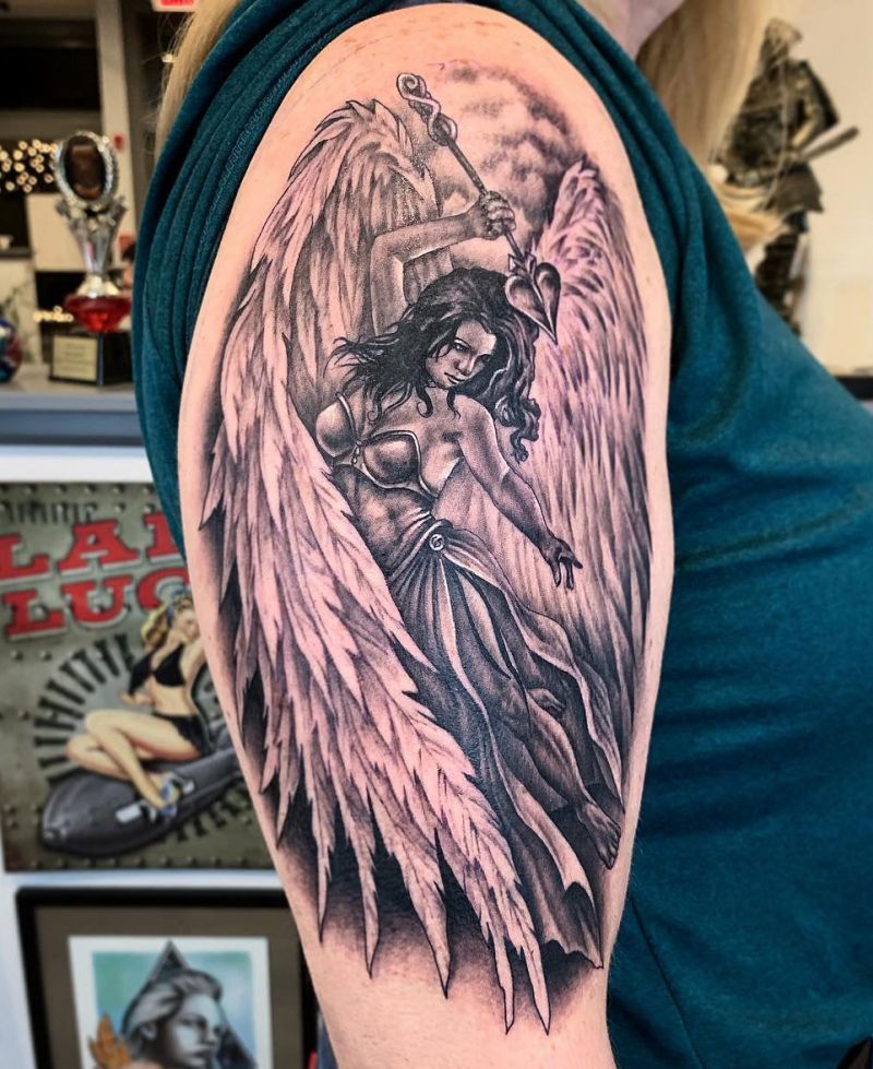 30 Awesome Warrior Angel Tattoos You Can Copy