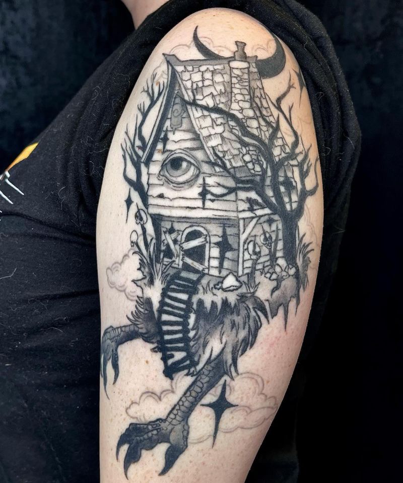 30 Unique Baba Yaga House Tattoos You Can Copy