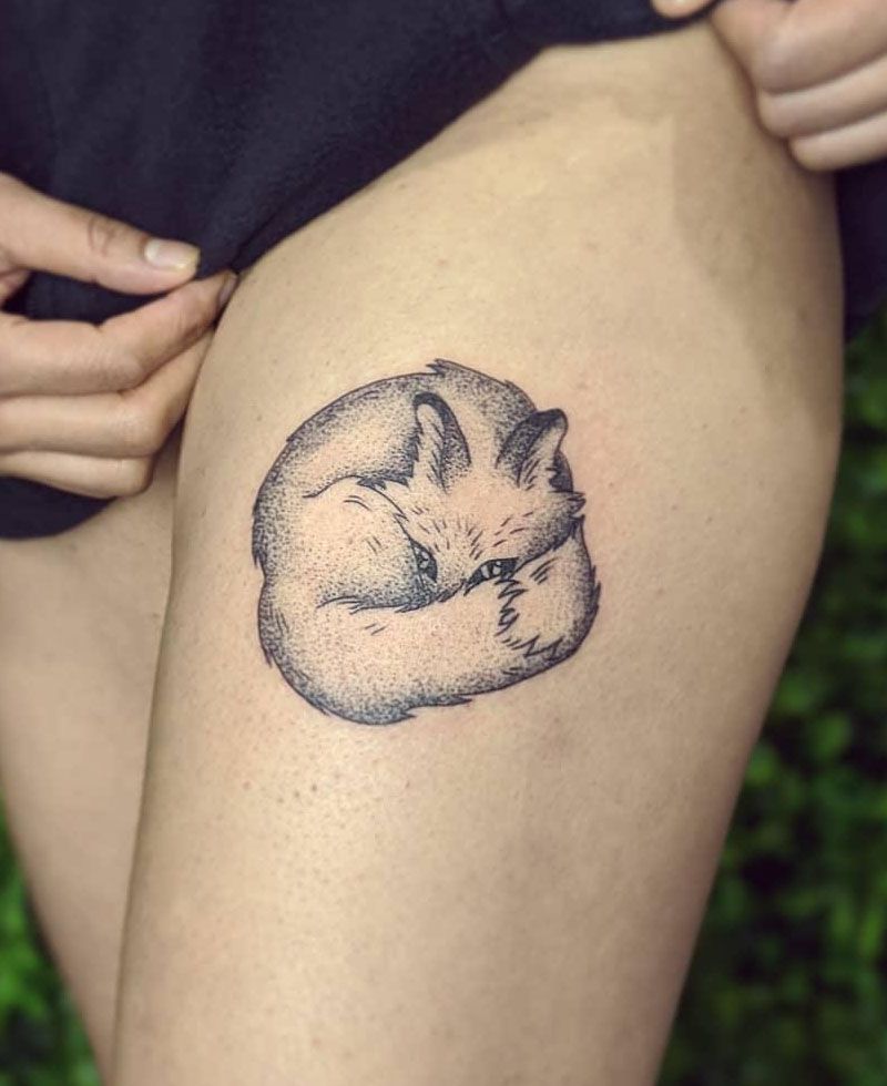 30 Great Sleeping Fox Tattoos For Your Inspiration