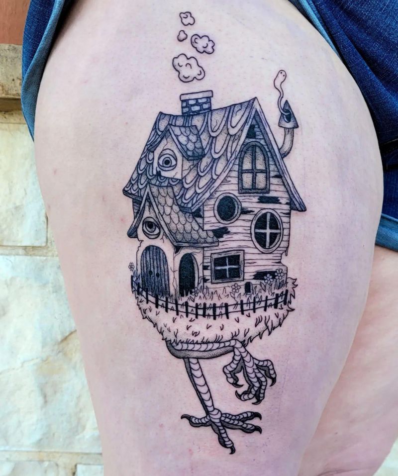 30 Unique Baba Yaga House Tattoos You Can Copy