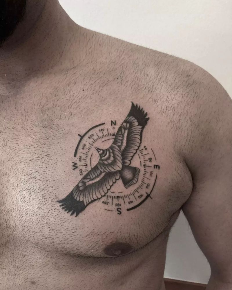 10 Awesome Eagle Compass Tattoos You Can Copy