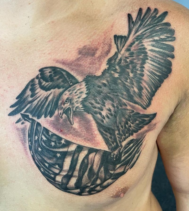 30 Elegant Eagle and Flag Tattoos You Must Love