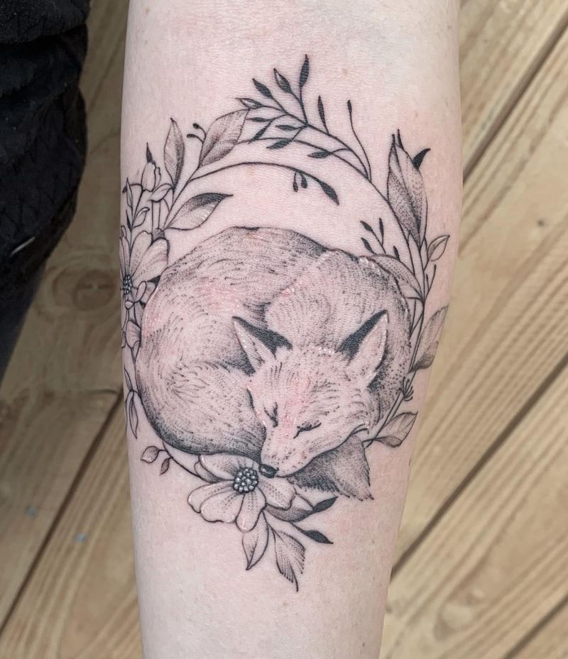 30 Great Sleeping Fox Tattoos For Your Inspiration